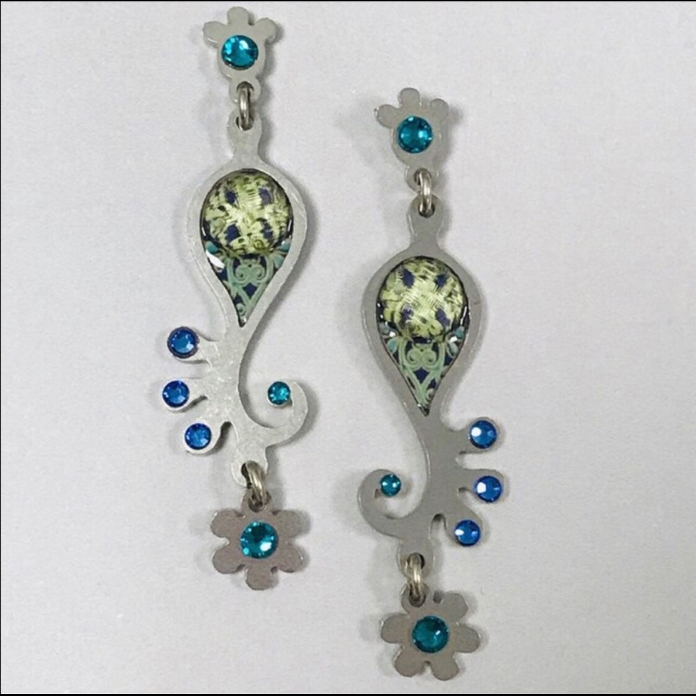 Yoolies Blue Paisley Denim Blues Earrings,NWT-Boutique